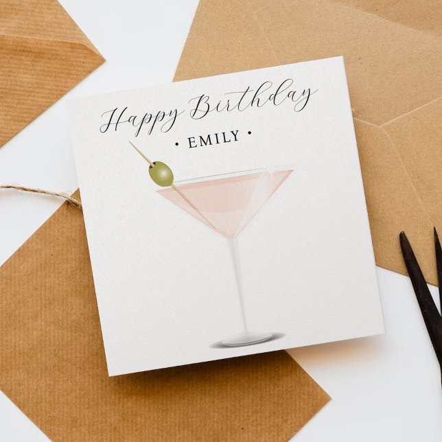 Elegant Pink Cocktail Birthday Card (Creator Uploaded)