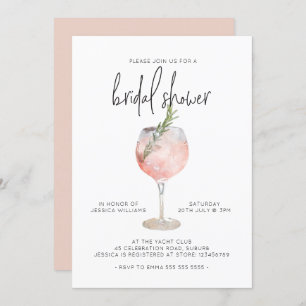 Elegant Pink Cocktail Bubbly Brunch Bridal Shower  Invitation