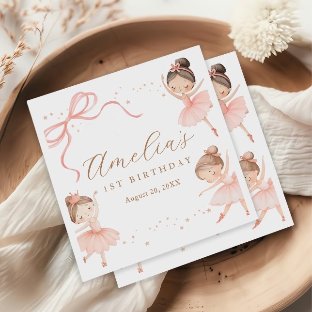 Elegant Pink Coquette Ballerina Girl Birthday Napkin (Creator Uploaded)