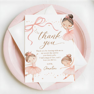 Elegant Pink Coquette Ballerina Girl Birthday Thank You Card