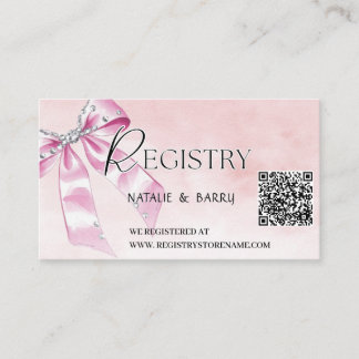 Elegant Pink Coquette Bow Baby Shower  Enclosure Card
