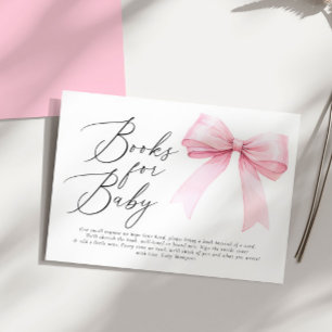 Elegant Pink Coquette Bow Books for Baby Girl Enclosure Card