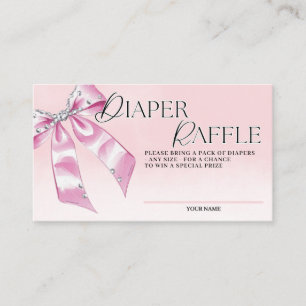 Elegant Pink Coquette Bow Diaper Raffle  Enclosure Card
