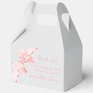 Elegant Pink Coquette Bow Girl Baby Shower Favour Box