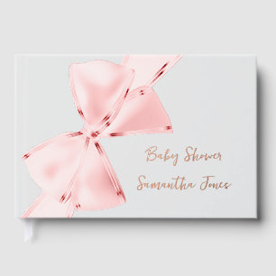 Elegant Pink Coquette Bow Girl Baby Shower Guest Book