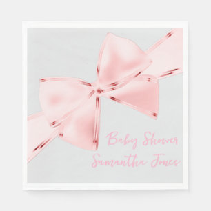 Elegant Pink Coquette Bow Girl Baby Shower Napkin