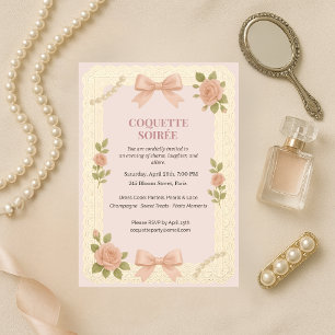 Elegant Pink Coquette Soirée Birthday Invitation