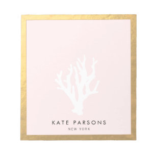 Elegant Pink Coral Gold Notepad