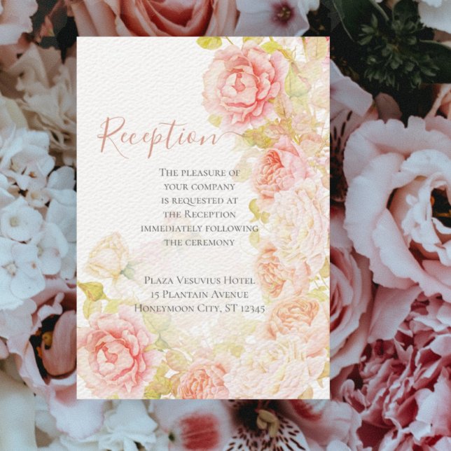 Elegant Pink Coral Secret Rose Garden Wedding  Inv Invitation (Creator Uploaded)