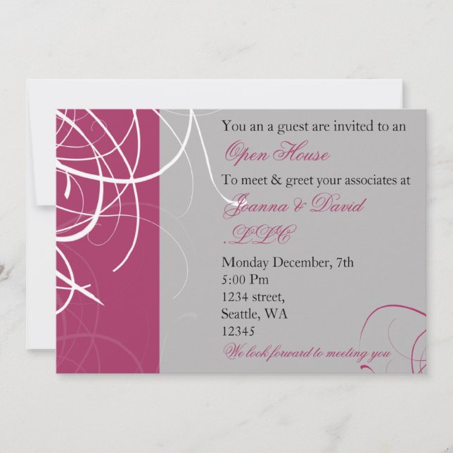 elegant pink Corporate party Invitation (Front)