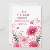 Elegant Pink Cosmos Eucalyptus Watercolor