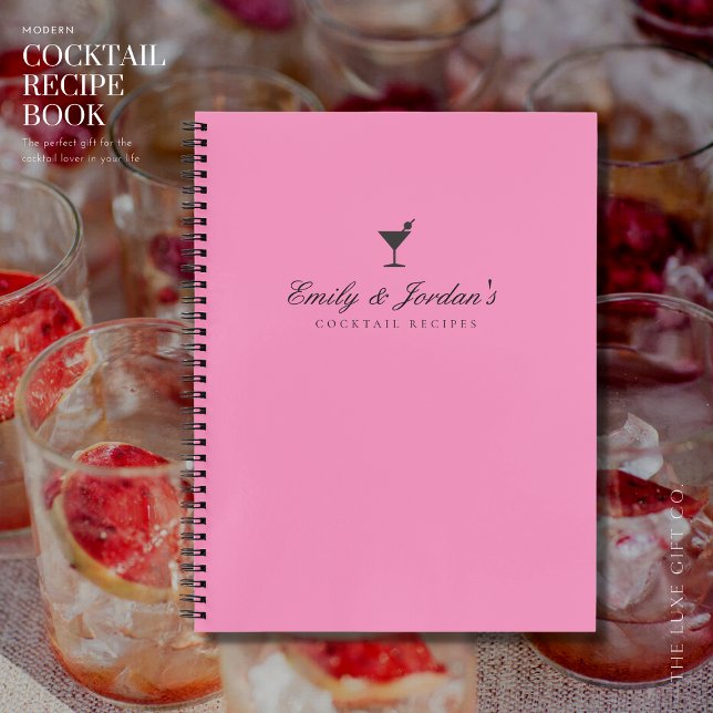 Elegant Pink Couples Blank Cocktail Recipe Book (Creator Uploaded)