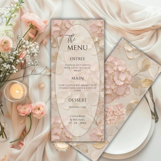 Elegant Pink Cream Floral Wedding Menu (Creator Uploaded)