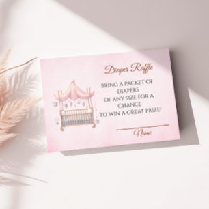 Elegant Pink Crib Diaper Raffle Card Baby Shower