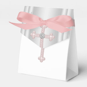 Elegant Pink Cross First Communion Favour Box