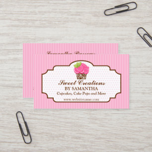 Elegant Pink Cupcake Bakery Business Card