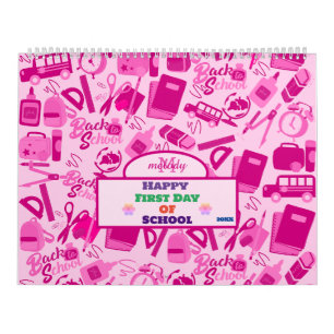elegant pink Customisable Back to School Pattern Calendar