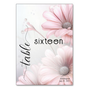 Elegant Pink Daisies Table Number