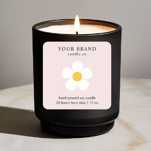 Elegant Pink Daisy Floral Candle   Custom  Square Sticker