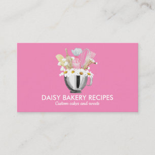 Elegant Pink Daisy Flowers Bakery Tools Design Business Card