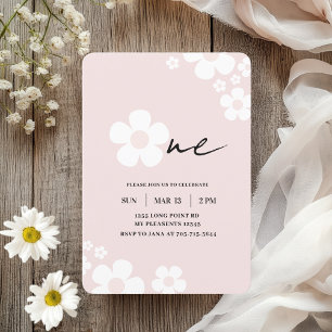 Elegant Pink Daisy Kids Birthday Invitation