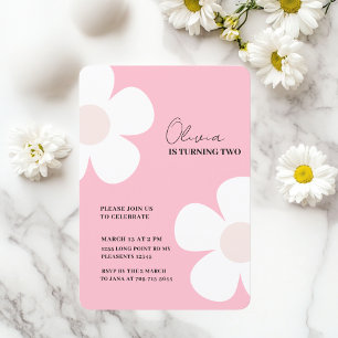 Elegant Pink Daisy Spring Birthday Invitation