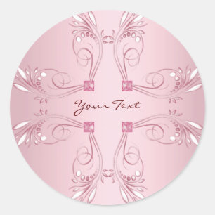 Elegant Pink Decorative Classic Round Sticker