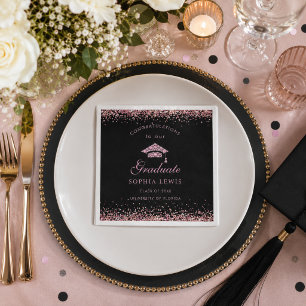 Elegant Pink Diamonds Cap Graduation Party Napkin