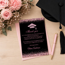 Elegant Pink Diamonds Graduation Thank you