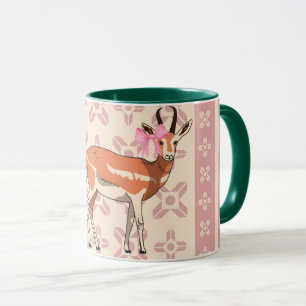 Elegant Pink Doe-patterned Christmas Mug