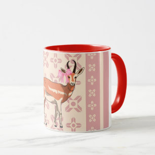 Elegant Pink Doe-patterned Christmas Mug