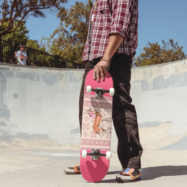 Elegant Pink Doe-patterned Christmas  Skateboard (Outdoor 2)