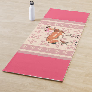 Elegant Pink Doe-patterned Christmas  Yoga Mat