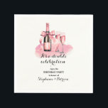 Elegant Pink Double Celebration Joint Birthday Napkin<br><div class="desc">Double the joy, double the sparkle! This joint birthday napkin is designed for those unforgettable moments shared between two celebrants. With a soft white backdrop and charming pink watercolor artwork of a champagne bottle and two glasses, it’s a tasteful way to announce a celebration. The headline “It’s a Double Celebration”...</div>