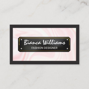 Elegant Pink Drapery Black Gold Plate Business Card