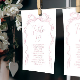 Elegant Pink Drawn Bow Table Number seating chart