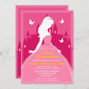Elegant Pink Dress Quinceañera Birthday Invitation