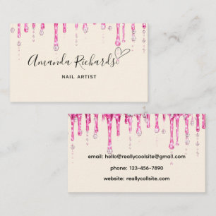 Elegant Pink Dripping Diamonds Business Card