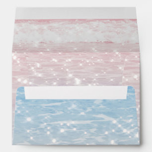 Elegant Pink Dusty Blue Shimmer Ocean Waters  Envelope