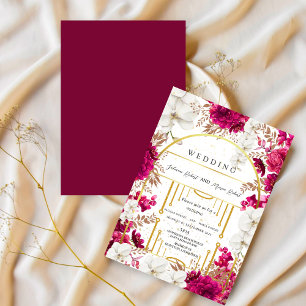 elegant pink earthy colour flowers indian wedding invitation