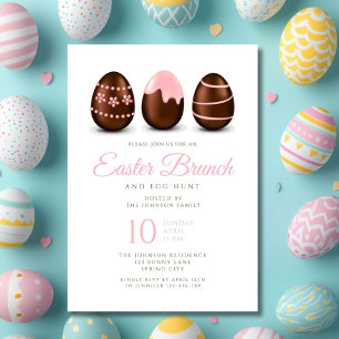 Elegant Pink Egg Easter Brunch Invitation