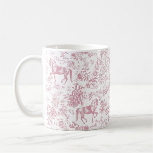 Elegant Pink Equestrian Floral Toile  Coffee Mug