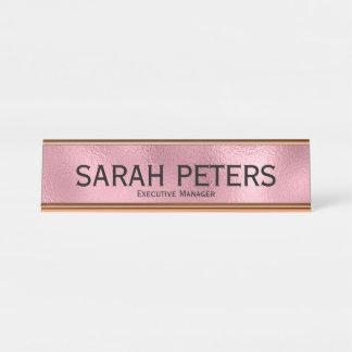 Elegant Pink Executive Manager Desk Name Plate