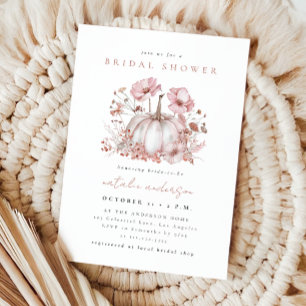 Elegant Pink Fall Pumpkin Bridal Shower Invitation