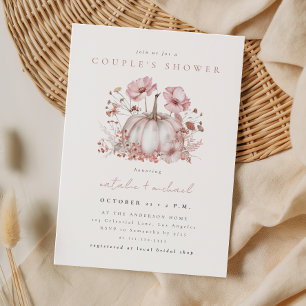Elegant Pink Fall Pumpkin Couple's Shower Invitation