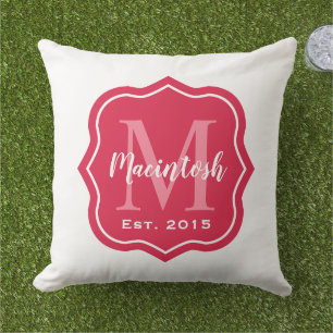 Elegant Pink Family Monogram Initial Cushion