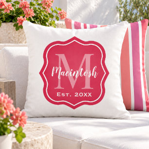 Elegant Pink Family Monogram Initial Cushion