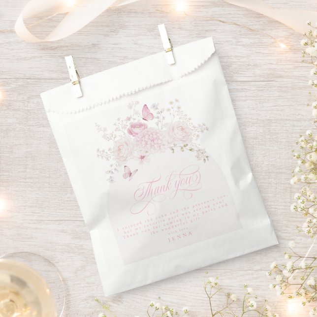 Elegant Pink Fancy One 1st Birthday Party Favour Bags (Clipped)