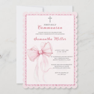 Elegant Pink First Holy Communion for Girls Invitation