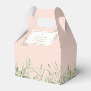 Elegant Pink First Holy Communion Greenery Favour Favour Box
